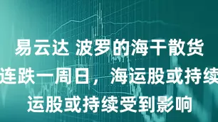 易云达 波罗的海干散货运费指数连跌一周日，海运股或持续受到影响